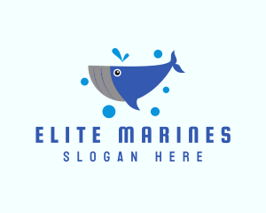 Cute Marine Whale logo design