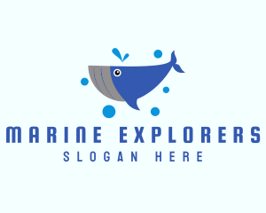 Cute Marine Whale logo design