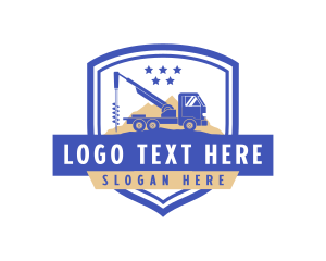 Truck - Quarry Excavator Drill logo design