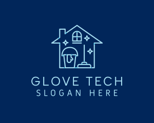 Glove - Mop Bucket Clean Housekeeper logo design