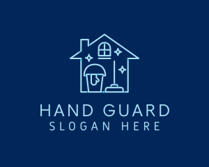 Glove - Mop Bucket Clean Housekeeper logo design