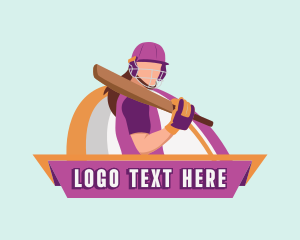 Player - Female Cricket Player logo design