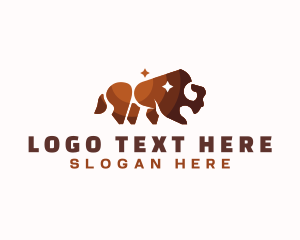 Tarsier - Bison Buffalo Wildlife logo design