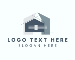 Residence - House Blueprint Construction logo design