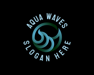 Abstract Beach Wave Circle logo design