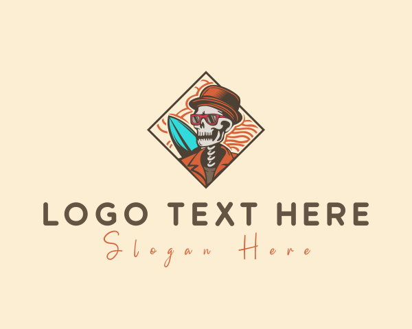 Surfboard - Skeleton Travel Surfboard logo design