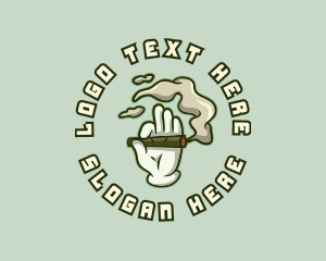 Hemp - Cigarette Smoking Hand logo design