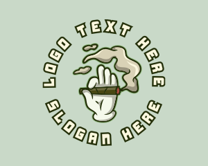 Cigar - Smoking Hand Emblem logo design