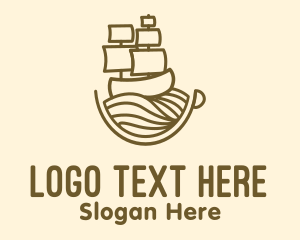 Boat - Coffee Cup Galleon logo design