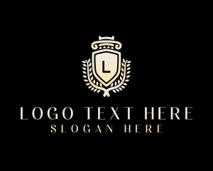 University - Shield Column Pillar logo design
