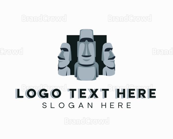 Easter Island Statue Landmark Logo