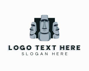 Stone - Easter Island Statue Landmark logo design