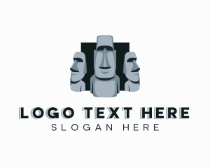 Ahu Tongariki - Easter Island Statue Landmark logo design