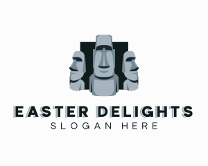 Easter Island Statue Landmark logo design