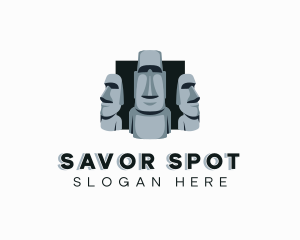 Easter Island Statue Landmark logo design