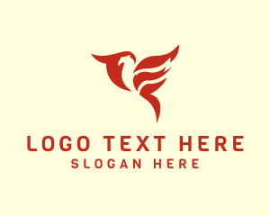 Mythical Creature - Flame Bird Wings logo design