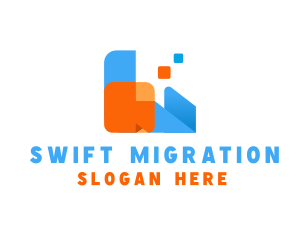 Migration - Geometric Pixel Letter L logo design