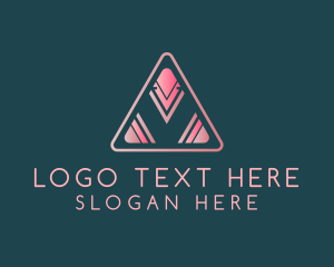 Triangle - Pink Triangle Letter V logo design