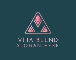 Pink Triangle Letter V logo design