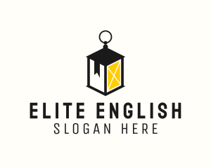 English - Bookmark Lantern Literature logo design