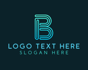 Networking - Gradient Line Letter B logo design