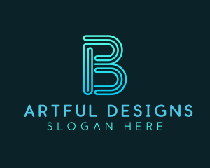 Gradient Line Letter B logo design