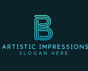 Gradient Line Letter B logo design