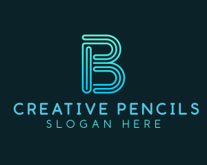 Gradient Line Letter B logo design