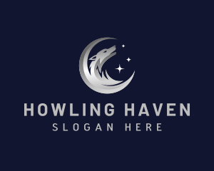 Howling - Wolf Howling Moon logo design