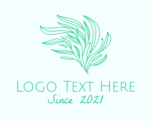 Aesthetic - Green Organic Plant Leaves logo design