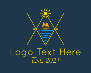 Water - Ocean Sailboat Line Art logo design