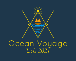 Ocean Sailboat Line Art  logo design