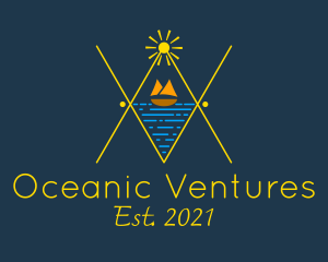 Ocean Sailboat Line Art  logo design