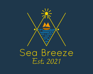 Ocean Sailboat Line Art  logo design