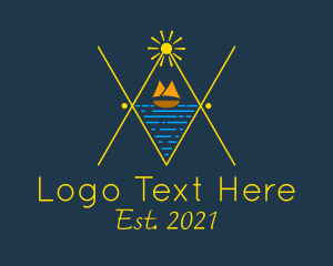 Island - Ocean Sailboat Line Art logo design