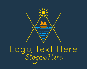 Ocean Sailboat Line Art  Logo