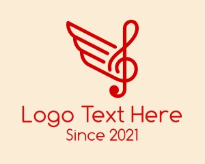 Music Studio - Music Note Wings logo design