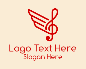 Music Note Wings  Logo