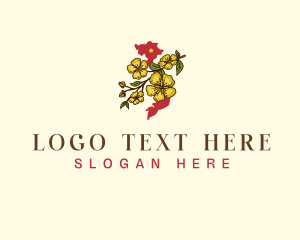 Map - Vietnam Yellow Mai Flower logo design