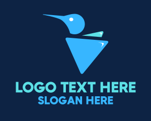 Triangular - Blue Triangular Hummingbird logo design