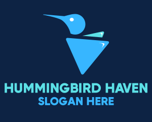 Blue Triangular Hummingbird logo design