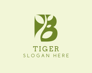 Vegetarian - Organic Vine Letter B logo design