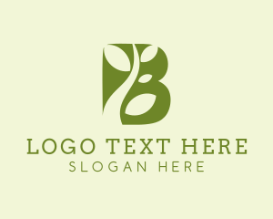 Green - Organic Vine Letter B logo design