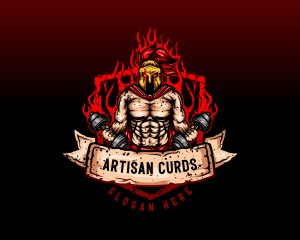 Spartan Dumbbell Crossfit logo design