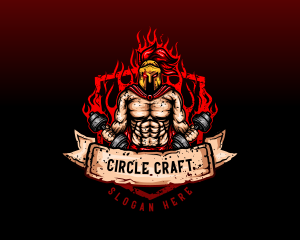 Spartan Dumbbell Crossfit logo design