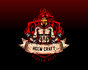 Helm - Spartan Dumbbell Crossfit logo design