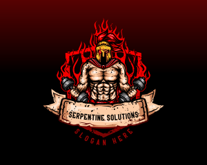 Spartan Dumbbell Crossfit logo design