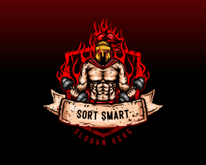 Spartan Dumbbell Crossfit logo design