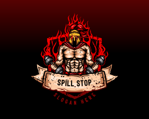 Spartan Dumbbell Crossfit logo design