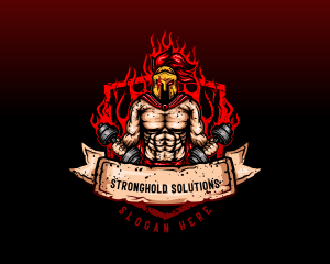 Spartan Dumbbell Crossfit logo design